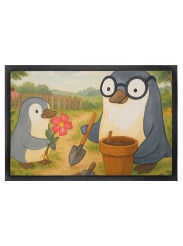Mr. & Mrs. Panda fußmatte Pinguin Opa Blumen pflanzen Design ohn... in Weiß