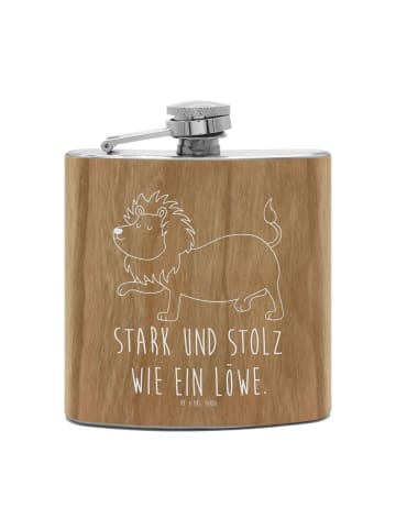 Mr. & Mrs. Panda Flachmann Sternzeichen Löwe mit Spruch in Braun