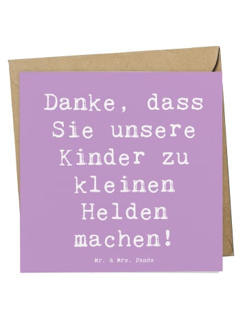 Mr. & Mrs. Panda Klappkarte Spruch Erzieher Heldenmacher mit Spruch in Lavendeltraum