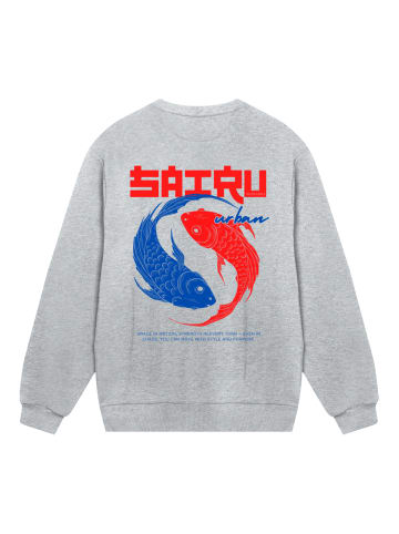 F4NT4STIC Sweatshirt Koi Fish Japan Streetstyle in grau meliert