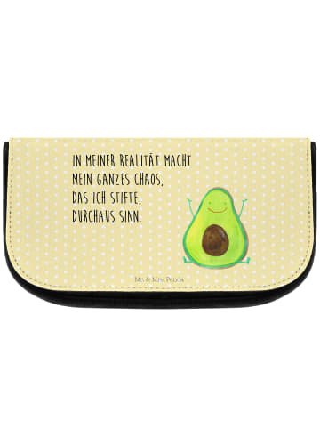 Mr. & Mrs. Panda Kosmetiktasche Avocado Glücklich mit Spruch in Gelb Pastell