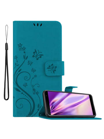 cadorabo Hülle für Samsung Galaxy J4 PLUS Blumen Design in FLORAL BLAU