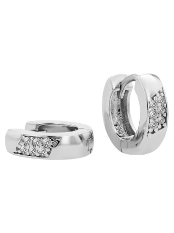 Adeliás Damen Ohrringe – Klappcreole aus 925 Silber mit Zirkonia in silber