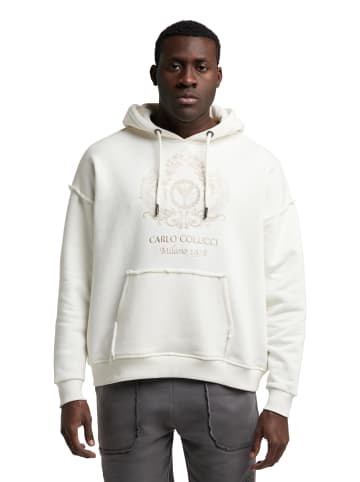 Carlo Colucci Hoodie ohne Reißverschluss De Bona in Weiß