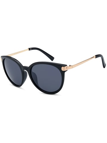 styleBREAKER Cateye Sonnenbrille in Schwarz-Gold / Grau getönt