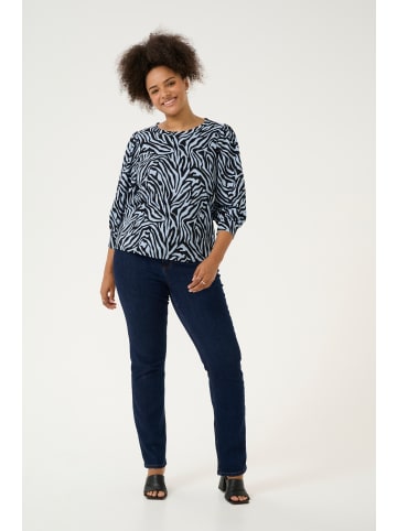 KAFFE curve T-Shirt kurzarm KCivena Regular fit in Blue / Black graphic
