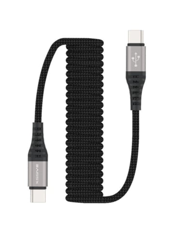 COFI 1453 1,5 m Lade- und Datenkabel USB-C zu USB-C Strechable geflochten in Schwarz