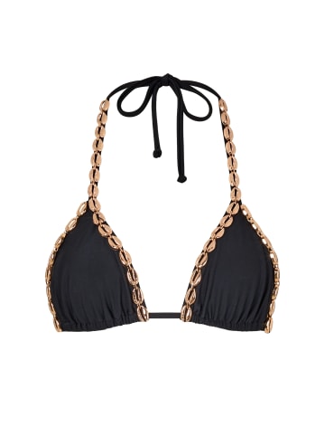 Moda Minx Bikinioberteil Gold Shells Trim Edge Triangle Top in Black