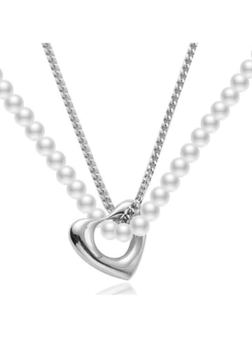 Himmelsflüsterer  Herz-Perlen-Collier - Farbe: Silber 