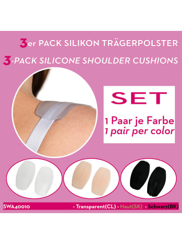 Skin Wrap Schulterpolster in 3er Set aus Transp. Haut. Schwarz