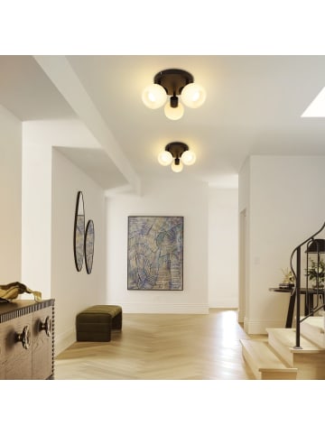 ZMH Deckenleuchte in schwarz 3-flammige E14 rund Glas Morden schwenkbar Deckenspots