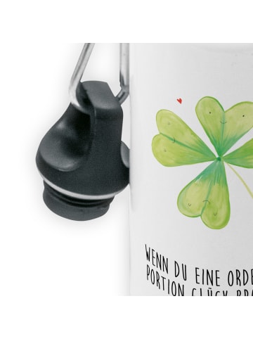 Mr. & Mrs. Panda Trinkflasche Blume Kleeblatt mit Spruch in Weiß