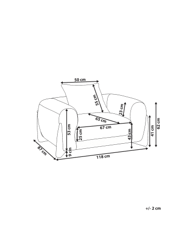 Beliani Sessel VINLIDEN in Braun - (W) 118 x (H) 62 x (L) 87 cm