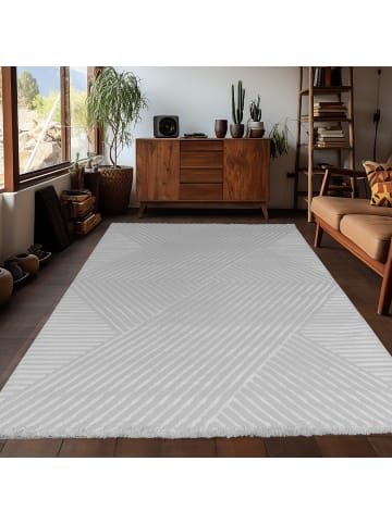 KADIMA DESIGN Teppich Kurzflor Tiefeneffekt-Muster Polypropylen Wohnzimmer in Silber