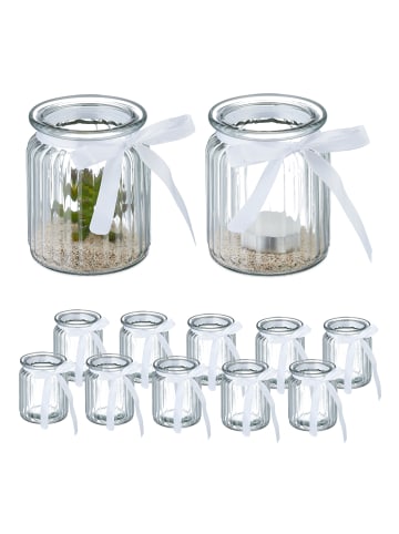 relaxdays 12 x Windlicht in Transparent - - (H)9,5 x Ø 7,5 cm