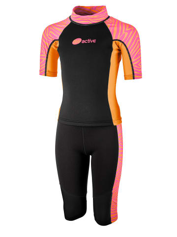 BECO the world of aquasports Neoprenanzug Neopren-Shorty BEactive Neopren Twins "Zebra Vibes" in pink-orange