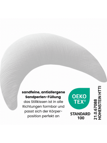 Kinderhaus Blaubär Musselinmond Stillkissen 140 x 27 cm TOP in Lichtgrau