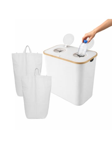 relaxdays Pfandflaschen-Sammelbehälter in Weiß - 140 Liter