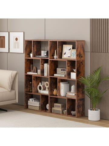 COSTWAY Bücherregal mit 4 Ebenen in Braun