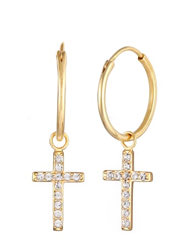 Elli Ohrringe 925 Sterling Silber Kreuz in Gold