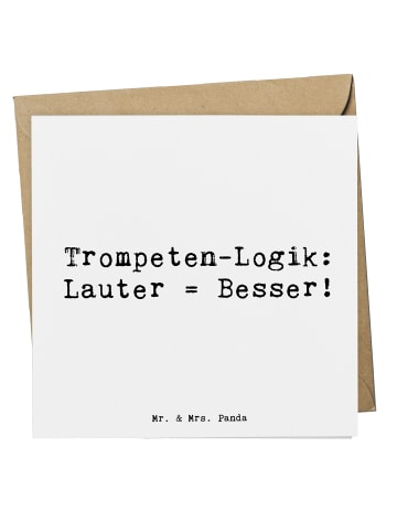 Mr. & Mrs. Panda Einladungskarte Spruch Trompeten Weisheit mit S... in Weiß