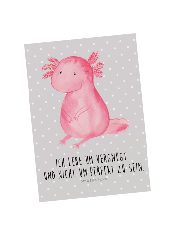 Mr. & Mrs. Panda Grußkarte Axolotl Niedlich mit Spruch in Grau Pastell