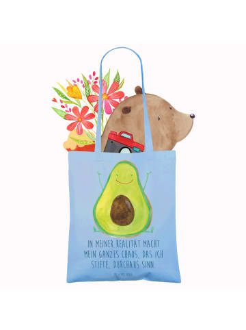 Mr. & Mrs. Panda Shopper Avocado Glücklich mit Spruch in Sky Blue