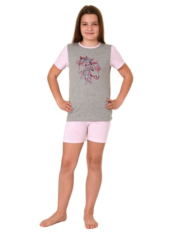 NORMANN Shorty Pyjama kurzarm Pferde - 74803 in grau