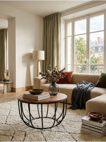 KADIMA DESIGN Couchtisch | Sheesham/Metall, 60x60x39cm, Industrial