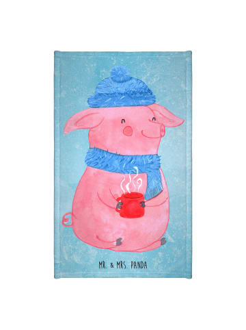 Mr. & Mrs. Panda Gästehandtücher Schwein Glühwein ohne Spruch in Eisblau