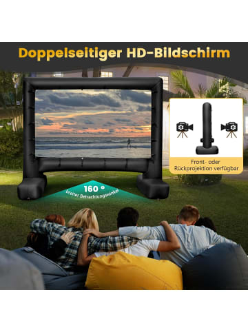 COSTWAY Aufblasbare Beamer Leinwand 257x144cm in Schwarz
