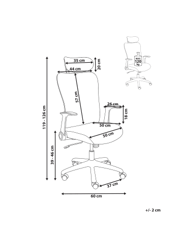 Beliani Bürostuhl ZYVEN in Beige/Schwarz - (W) 60 x (H) 119 x (L) 60 cm