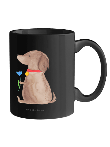 Mr. & Mrs. Panda Kaffeetasse Hund Blume ohne Spruch in Schwarz