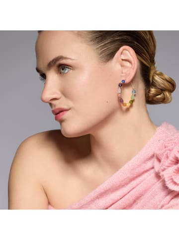 Luxenter Ohrringe mit 18-karätigem Gelbgold-Finish und mehrfarbigen Natursteinen – Umavi