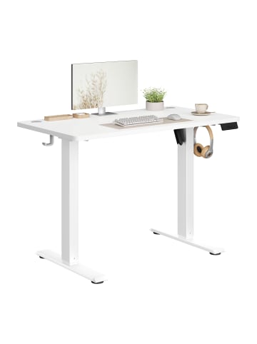 VASAGLE Schreibtisch Balok in Weiß - (B)50 x (H)(72-120) x (T)80 cm