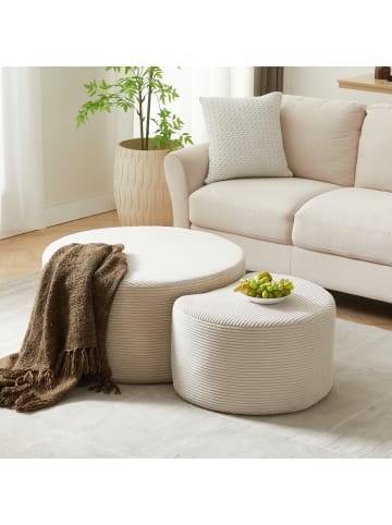 ABRIHOME 2 in 1 Couchtisch und  Ottomane 2tlg., Beige