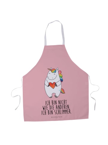 Mr. & Mrs. Panda Schürze Einhorn Herz mit Spruch in Rot Pastell