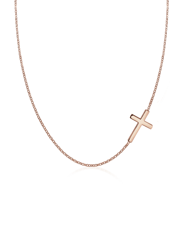 Elli Halskette 925 Sterling Silber Kreuz in Rosegold