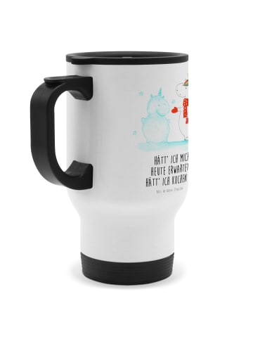 Mr. & Mrs. Panda Thermobecher Einhorn Schneemann mit Spruch in Weiß