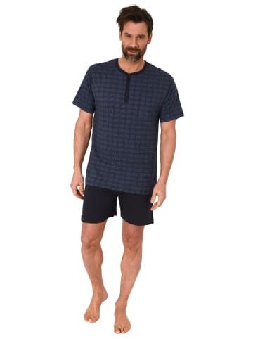 NORMANN Schlafanzug kurzarm Shorty Knopfleiste am Hals - 78385 in grau