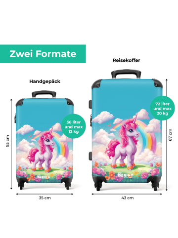 NoBoringSuitCases Suitcase, Handgepäck, Koffer, Trolley, Reisekoffer Rosa Einhorn-Druck mit