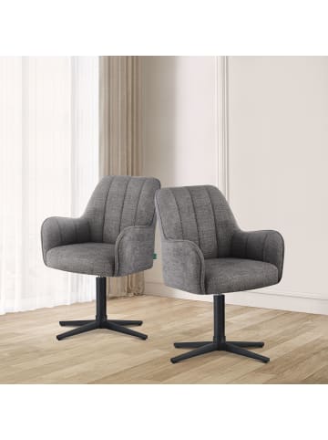 DUBI Möbel 2er-Set: Drehstuhl THOMAS-ROMY in Grau - (B)58 x (H)87 x  (T)62 cm