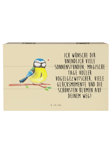 Mr. & Mrs. Panda Schatztruhe Vogel Blaumeise mit Spruch in Blumig
