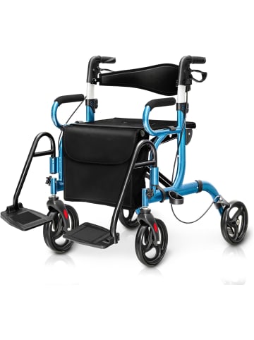 COSTWAY Rollator faltbar und leicht mit Sitz in Blau