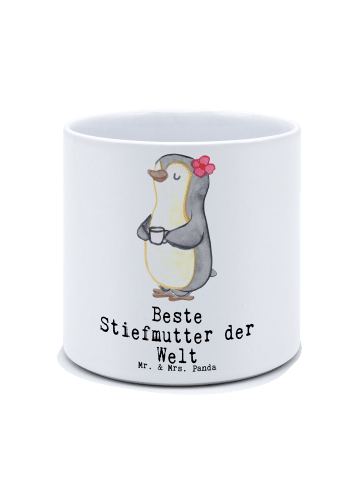 Mr. & Mrs. Panda Pflanzkübel Groß Pinguin Beste Stiefmutter der ... in Weiß