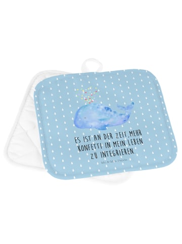 Mr. & Mrs. Panda Topflappen Wal Konfetti mit Spruch in Blau Pastell