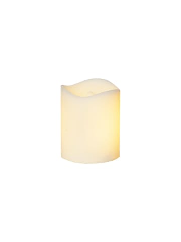 STAR Trading LED Outdoor-Kerze ,Flame Candle' in Weiß, Batterie + Timer, flackernd,