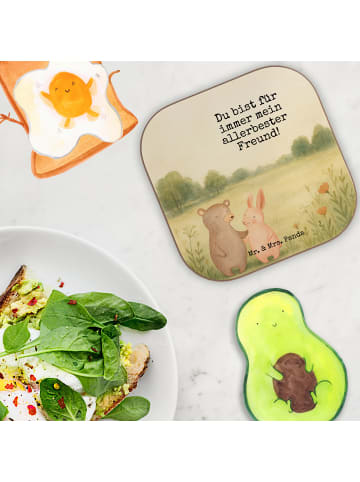 Mr. & Mrs. Panda Untersetzer Bär und Hase Umarmen Design mit Spruch in Weiß