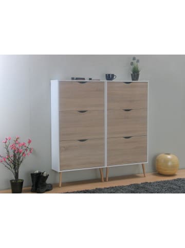 ebuy24 Schuhschrank Napoli Weiß 141 x 24 cm