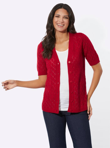 Sieh an! Ajourstrickjacke in rot
